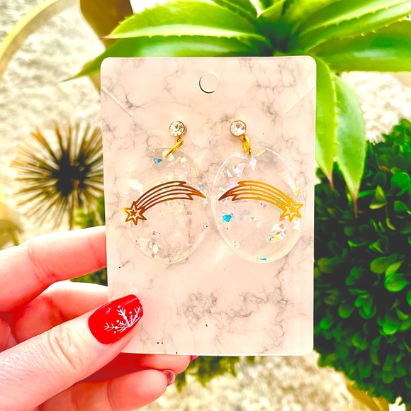 Acrylic Shooting Star Earrings - Picture 2 of 4